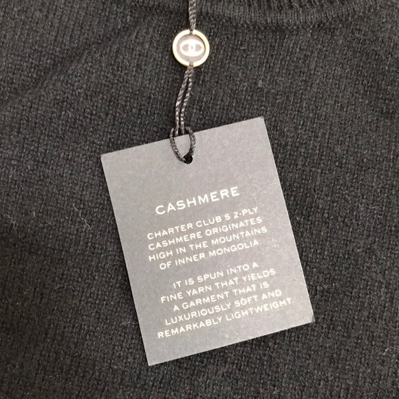 NWT! CHARTER CLUB Size XL black cashmere sweater - Picture 7 of 8